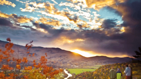 sunset mountain fall
